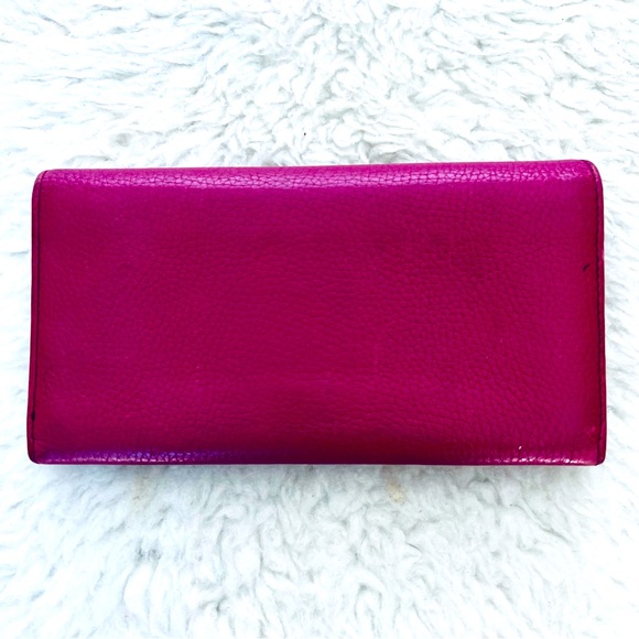Gucci GG Logo Grain Leather Magenta/Dark Pink Long Wallet - Picture 4 of 16
